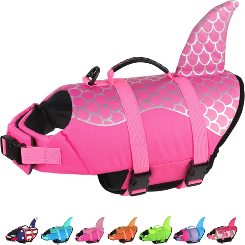 Miniatura 11 de Dogcheer Chaleco salvavidas para perros Tiburón, Chaleco salvavidas ajustable para perros para natación y navegación con flotabilidad superior y asa