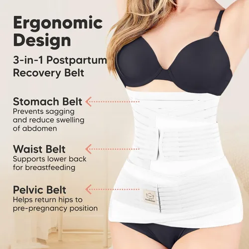 Miniatura 2 de 3 en 1 Soporte Posparto para el Abdomen. Banda para el vientre para etapa posnatal, embarazo, maternidad, fajas moldeadoras de cuerpo para mujeres