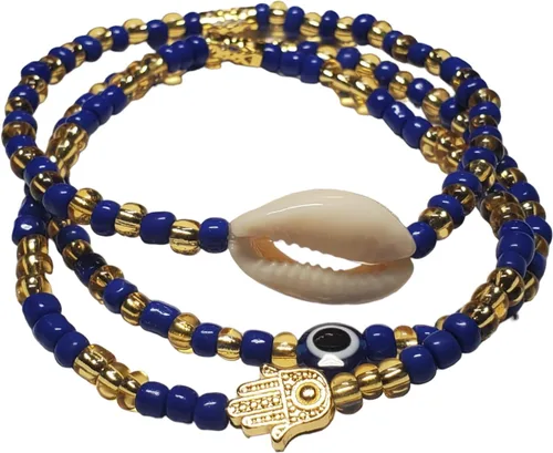 Miniatura 20 de 3 pcs Ilde Cowrie seashell Evil Eye Hamsa Hand Orisha Santeria Pulseras Bracelet Set