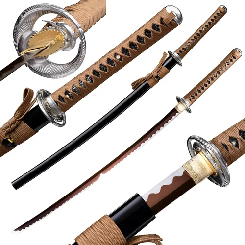 Miniatura 11 de Fidestisan Estilo Monte Fuji 2.21IB 101 cm Espada Samurai Katana Japonesa Real de Acero de Primavera 1065 Hoja con Hamon Artificial, Tang Completo