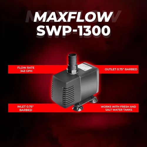 Miniatura 5 de Aquatop MaxFlow Bomba sumergible 343 GPH - Caudal ajustable para acuarios, sumideros, estatuas - Circulación eficiente del agua, SWP-1300 - Fácil