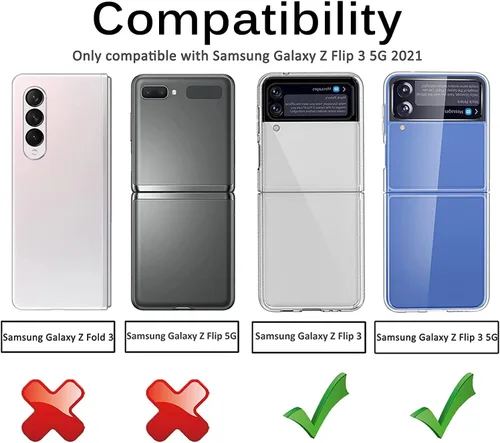Miniatura 7 de Miimall Funda de lujo compatible con Samsung Galaxy Z Flip 3, protector de pantalla de cámara + protección de bisagra + funda delgada de cuero