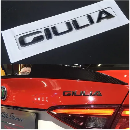 Giulia - Letra metálica 3D para maletero de Alfa Romeo 2018-2021 2022, calcomanía deportiva para portón trasero, color negro brillante, accesorios