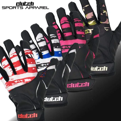 Miniatura 6 de Guantes Clutch Sports Apparel para batear en béisbol y sóftbol con bandera americana, buen agarre y ajuste de dedo, malla de alto rendimiento