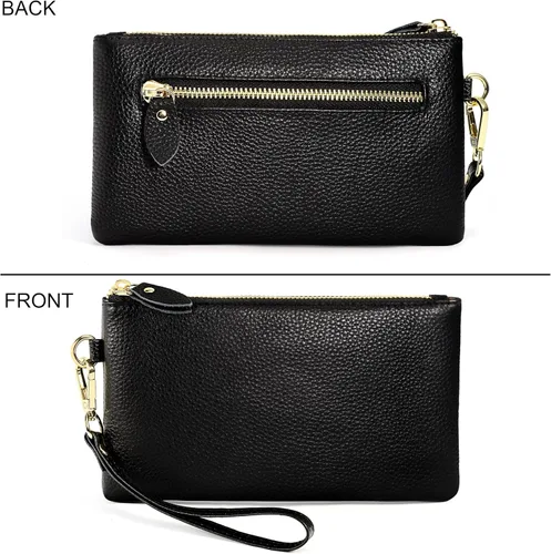 Miniatura 5 de Uromee Cartera de mano para mujer, de piel auténtica, con cadena de hombro desmontable