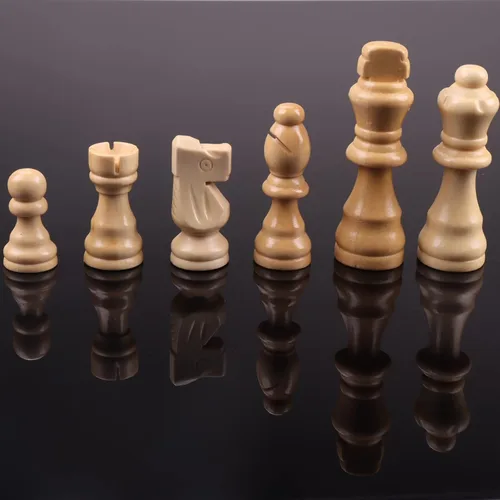 Miniatura 4 de ziphia Piezas de ajedrez de madera solamente, 32 piezas estándar de ajedrez de madera de Staunton Tournamen - 3.05 pulgadas King / bolsa