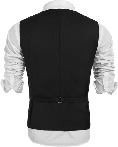 Miniatura 3 de COOFANDY Chaleco de lentejuelas para hombre, con cuello en V, brillante, elegante, chaleco