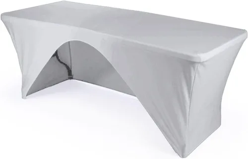 Miniatura 20 de LA Linen Mantel de elastano con respaldo abierto para mesa rectangular de 6 pies, 72 x 30 x 30 pulgadas, color negro