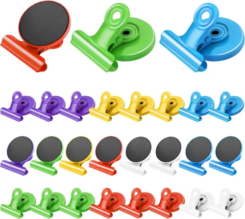 Miniatura 29 de Grtard Paquete de 12 clips magnéticos, imanes de nevera, clips magnéticos fuertes resistentes, clip magnético para pizarra blanca para oficina, Negro