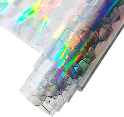 Miniatura 16 de HYANG Hojas de vinilo de cuero sintético transparentes transparentes de bola PVC súper claras holográficas 1 rollo 12" x 53" (30cm x 135cm)