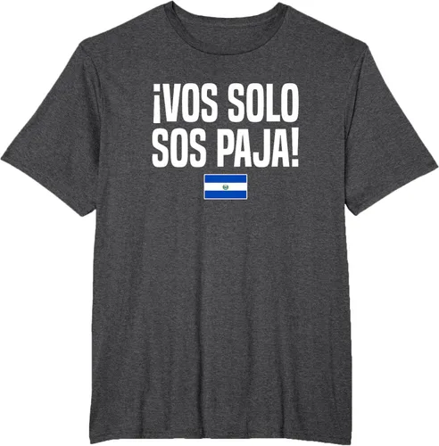 Miniatura 21 de Camiseta Vos Solo Sos Paja Salvadoran Slang Bandera de El Salvador, Negro
