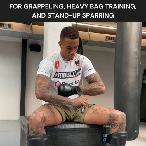 Miniatura 3 de Guantes de entrenamiento híbridos de MMA – Guantes de entrenamiento de palma abierta de 7 onzas con muñequera de 18 pulgadas para agarre, trabajo