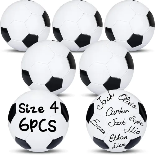Jenaai Balón de fútbol oficial con autógrafo en blanco para firmar regalo de fútbol con dos paneles blancos para fiesta nocturna de personas