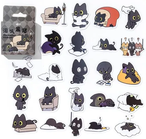 Miniatura 13 de 45 piezas de lindas calcomanías de gato para álbumes de recortes, diario de viñetas, decoración DIY, planificadores, maletas, diario, cuadernos
