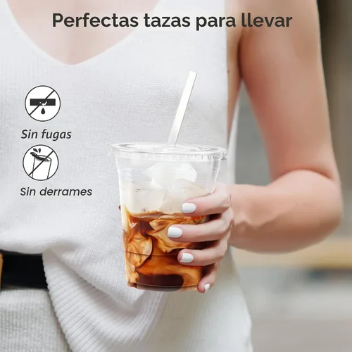 Miniatura 4 de Dealusy Paquete de 100 vasos de plástico transparente de 16 onzas con tapas y pajitas, tazas de café helado resistentes y seguras para alimentos