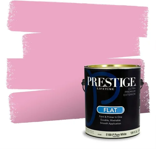 Miniatura 672 de Prestige Paints Pintura exterior e imprimación en uno, 1 galón, plano, coincidencia comparable de Valspar* Amber Rose*