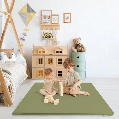 Miniatura 8 de Elegante alfombrilla de juego de cuero vegano para bebé - Suave, fácil de limpiar, crea un área de juego segura para tu bebé - La alfombrilla