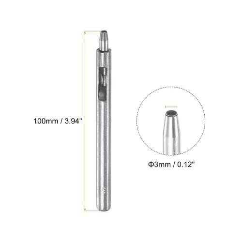 Miniatura 2 de HARFINGTON 2 piezas de perforador de cuero de 0.118 in recto, redondo, ojal, remache a presión, fijador para cuero, artesanía, ropa, bolso, cortina