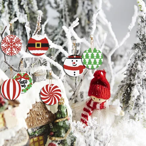 Miniatura 4 de Kit de llavero de diamante de Navidad DIY, 12 piezas, llavero de arte de Navidad, adorno colgante de diamante 5D, decoración artesanal