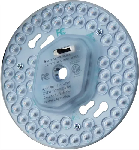 Miniatura 9 de Ventilador de techo LED regulable de 18 W, luz de montaje empotrado, kit de reacondicionamiento del motor, bombilla fluorescente circular de panel