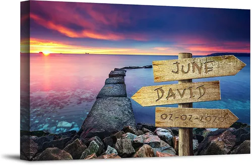 Miniatura 10 de Bosque Otoñal Foto o Impresiones en Lienzo Personalizadas Únicas con Nombres de la Pareja y Fecha Especial en Letrero, Regalo Perfecto