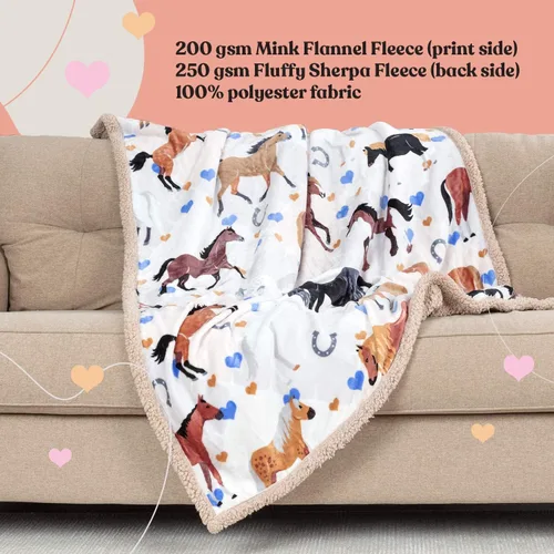 Miniatura 7 de Manta de caballo para niñas, regalo perfecto para niñas, suave y acogedora manta de 50 x 60 pulgadas, amada por niños y nietas, regalos ecuestres