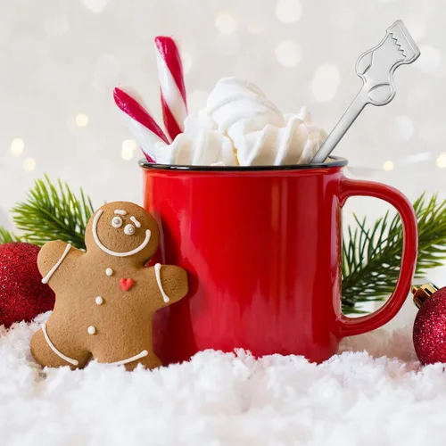 Miniatura 6 de Skyley Juego de 32 cucharas de Navidad para agitar, chocolate caliente, acero inoxidable, café, té, sopa, postre para bebidas, mezcla, batido, 4