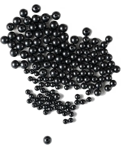 Miniatura 10 de Karelian Heritage Shungite - Juego de 50 cuentas redondas (0.236 pulgadas), piedra natural negra pequeña para hacer joyas para adultos, cuentas