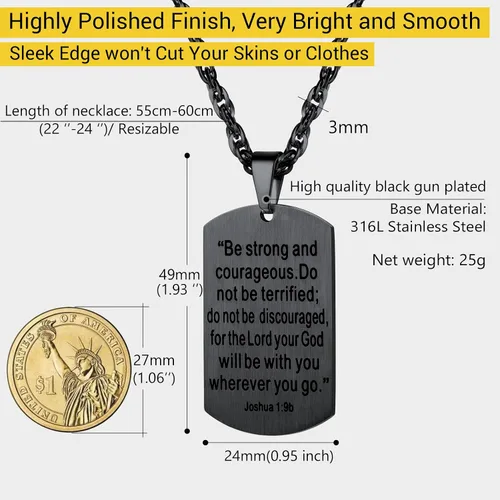 Miniatura 5 de Prosteel - Colgante de cruz de acero inoxidable para hombre y mujer colgante de placa de perro etiqueta militar con palabras collar inspirador