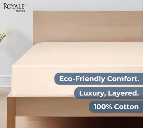 Miniatura 6 de Royale Linens Sábana bajera ajustable de algodón 100% orgánico - Tejido percal - Sábanas bajeras de bolsillo profundo súper suaves - Sábana elástica