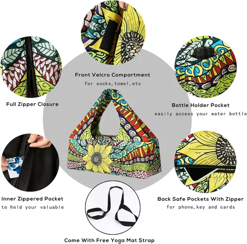 Miniatura 3 de Bolsa para esterilla de yoga – Bolsa de yoga grande con correa para esterilla de yoga, cremallera y bolsillos, bolsas de yoga y transportadores que