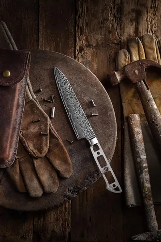 Miniatura 3 de KATSURA Kit de proyecto de carpintería – Cuchillo de chef pequeño utilitario en blanco – 6.5 pulgadas – AUS 10 japonés premium AUS 10, 67 capas