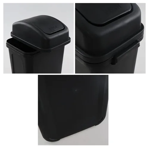 Miniatura 3 de Paquete de 1 cubo de basura pequeño de plástico de 2 galones, cubos de basura con tapa abatible, color negro