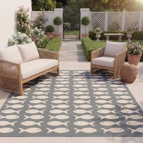 Miniatura 11 de SAFAVIEH Alfombra lavable para exteriores, colección Patio de 2.3 x 6.7 pies, color negro y beige, no desprende pelusa y fácil limpieza, ideal