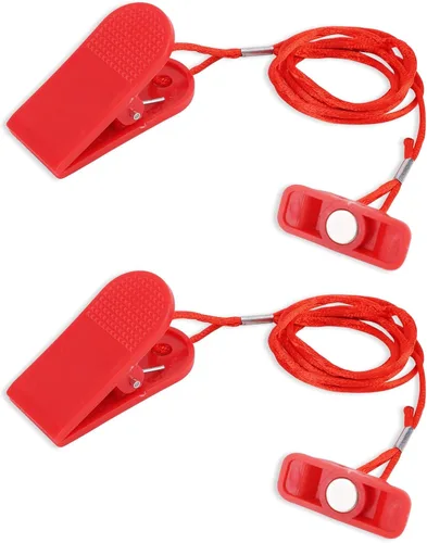 Llave de seguridad universal para cinta de correr, color rojo, redondo, 39 pulgadas, PVC e imán, adecuado para la mayoría de cintas de correr
