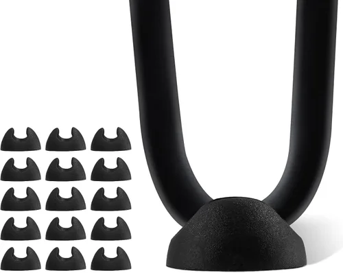 Miniatura 9 de Waziaqoc 4 pies protectores redondos de goma negra para patas de horquilla, antideslizantes, aptos para patas de horquilla de 3/8 pies y 1/2 pies