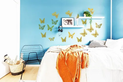 Miniatura 3 de Meikeer Decoración de pared de mariposa 3D, 48 piezas, 4 estilos y 3 tamaños, calcomanías de pared extraíbles para cumpleaños, fiestas, decoraciones