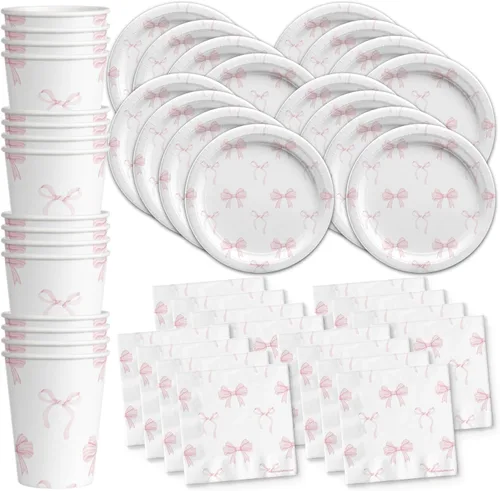 Miniatura 8 de Suministros para fiestas de spa para niñas - Kit de fiesta de pijamas para 16 El juego de vajilla incluye platos, servilletas y tazas