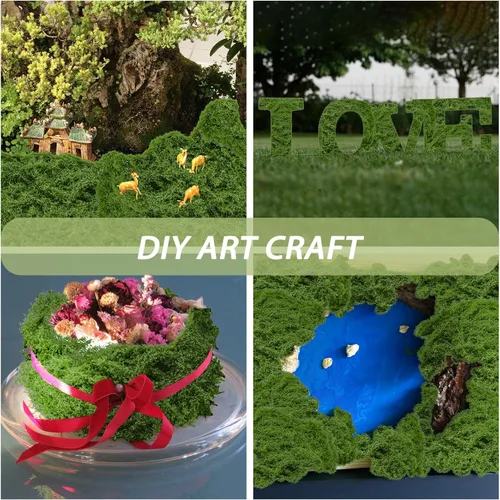 Miniatura 5 de Musgo artificial decorativo de 7 onzas para manualidades, musgo sintético oscuro artificial para centros de mesa de bricolaje, decoración de bodas