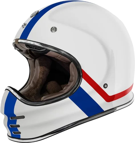 Miniatura 2 de TORC T3/Baja - Casco de motocicleta de fibra de vidrio retro clásico de cara completa con aprobación DOT y ECE Lealtad blanca brillante