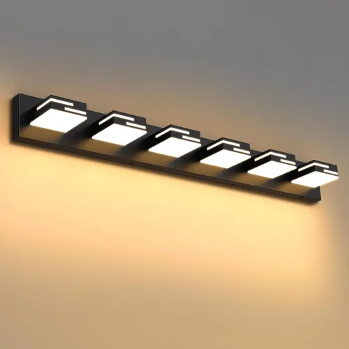 Miniatura 15 de Lámparas LED modernas para tocador de baño, 4 luces, 5CCT, regulables, color negro mate, para accesorios de iluminación de baño sobre espejo