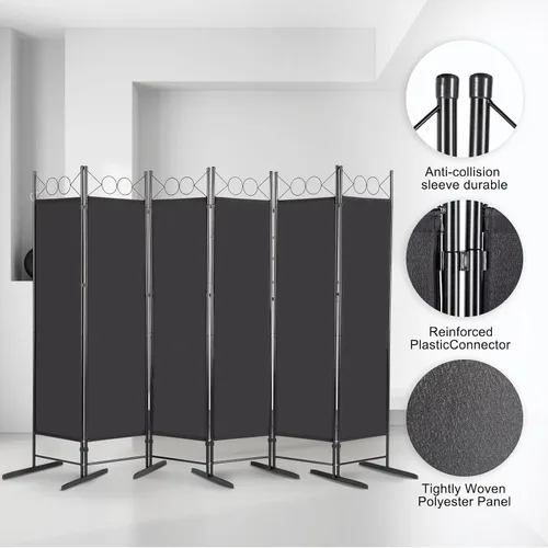 Miniatura 9 de Divisor de habitación, 6 pies de alto, plegable, de privacidad, separador de habitación portátil para separador de habitaciones, divisores de pared