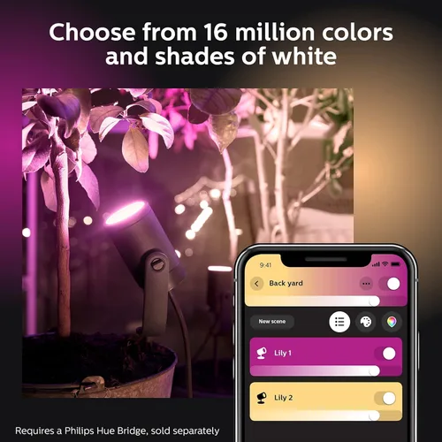 Miniatura 4 de Philips Hue Lily - Foco LED inteligente para exteriores - Ambiente blanco y de colores - Iluminación de paisaje de bajo voltaje - 1 paquete