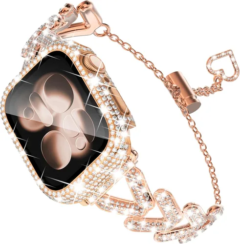 Miniatura 15 de Correa y Funda Diseñadas por KADES para Apple Watch Series de 46 mm, 45 mm, 44 mm, 42 mm, 41 mm, 40 mm, 38 mm para Mujer, Correa de Metal