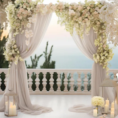 Miniatura 24 de PARTISKY Cortinas de telón de fondo de gasa negra de 10 x 7 pies, cortinas de fotos de tela transparente sin arrugas para boda, ceremonia, arco