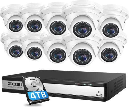 Miniatura 12 de ZOSI Sistema de cámara de seguridad POE 4K de 16 canales, cámara domo de metal CCTV de 16 x 5MP para exteriores e interiores, visión nocturna de 80