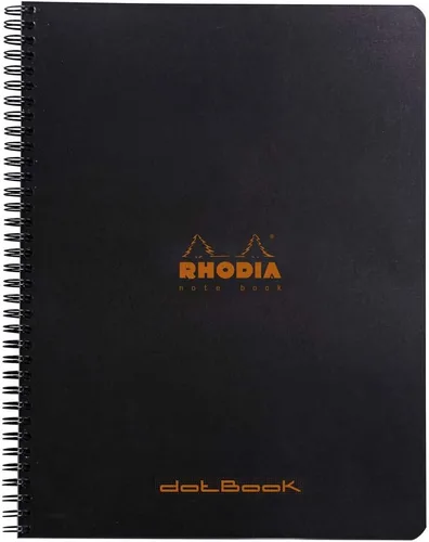 Rhodia 193039C - Cuaderno de anillas (encuadernación completa) Negro - A4+ - Cuadrícula de puntos - 160 páginas extraíbles - Papel Clairefontaine