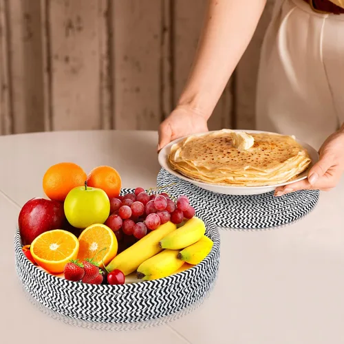 Miniatura 5 de Salvamanteles de 9 pulgadas para platos calientes, salvamanteles (juego de 4) para ollas y sartenes calientes + 1 paquete de cesta de almacenamiento