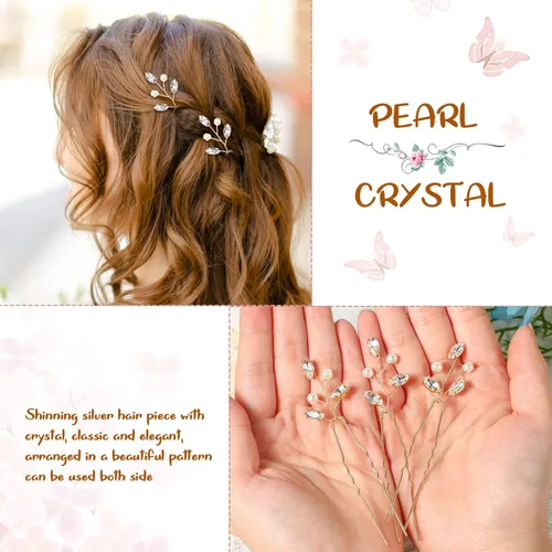Miniatura 4 de 12 horquillas para el pelo de novia, accesorios de cristal, perlas de diamantes de imitación para novias, damas de honor, accesorios de boda Dorado