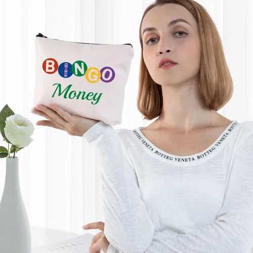 Miniatura 5 de G2TUP Divertido Bingo Juego Amante Regalo Dinero Cremallera Bolsa Casino Juego Neceser Bolsa de dinero de bingo